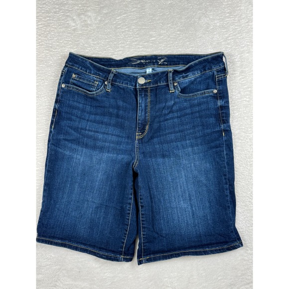 Seven7 Sunset Bermuda‎ Shorts Dark Wash Stretch Comfort Size 16 - Picture 1 of 9